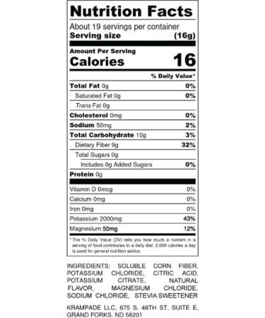 Krampade Fiber 2K High Soluble Fiber Drink Powder Mix - Lemon Lime 19 Serving Bulk Pouch | High Potassium Magnesium Supplement | Reduce Cramps | Zero Sugar 30.50 oz - Buy Online on GoSupps.com