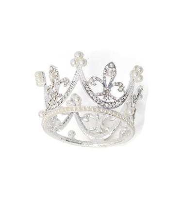 Bridal Wedding Party Pearl Rhinestone Full Circle Round Mini Crown Tiara Princess Crown
