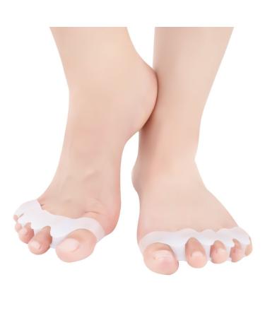 VIEEL 2 Pairs Gel Toe Separator Gel Bunion Corrector Toe Straighteners Flexible Gel Toe Corrector for Dancers Yogis Athletes Claw Toes Crooked Toes for Wmen or Men (White)
