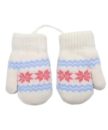 0-2Y Kids Thicken Soft Thermal Hanging Neck Gloves Winter Warm Cute Small Snowflake Dsign Mittens Full Finger Gloves with String for Baby Infant Children Toddler Girls Boys White - Buy Online on GoSupps.com