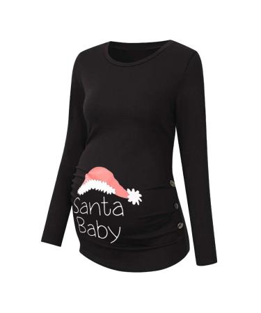 Pregnant Deer Christmas Maternity Top Women Casual Pullover Winter Clothing Warm Long Sleeves Hooded Tops M Schwarz-1