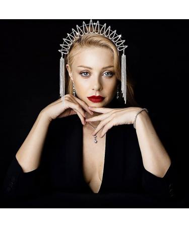 Urieo Waterdrop Halo Headpiece - Crystal Goddess Crown with Tassel Rhinestone - Hair Accessories for Women and Girls - Buy Online on GoSupps.com