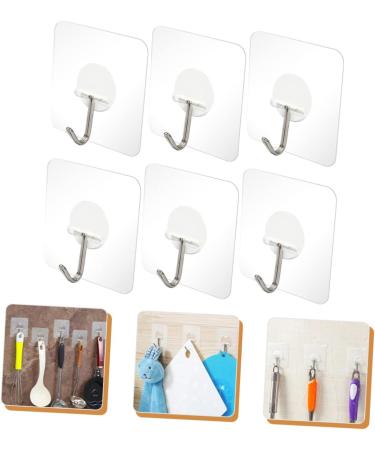 Generic 6pcs Transparent Sticky Hook Over The Door Hook Kitchen Hook Wall Mount Stainless Steel Wall-Mounted - Buy Online on GoSupps.com