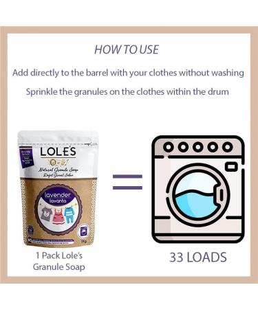 LOLE'S Natural Granule Laundry Soap - Lavender (1000g) | Eco-Friendly & Vegan | Gentle for Newborn & Baby Clothes - Buy Online on GoSupps.com