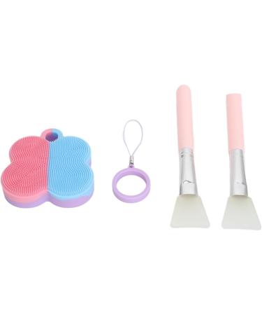 Silicone Face Scrubber Set Pink Blue Facial Brush Tools Skincare Products with Hanging Ring - Buy Online on GoSupps.com