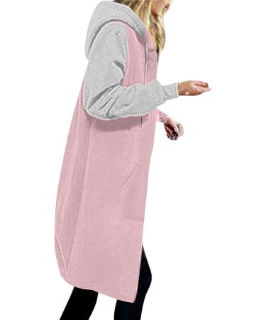 Yihaojia Womens Zip Up Hoodies Long Sleeve Fall Hooded Lightweight Tunic Sweatshirt Oversize Fleece Jacket with Pockets Pink#3 Large - Buy Online on GoSupps.com