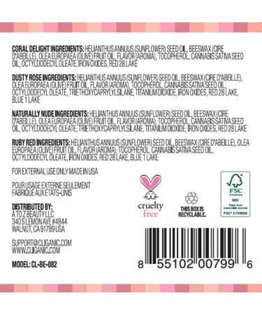 Cliganic Tinted Lip Balm - Non-GMO, Enriched with Vitamin E, 4 Colors - Cruelty Free - Buy Online on GoSupps.com