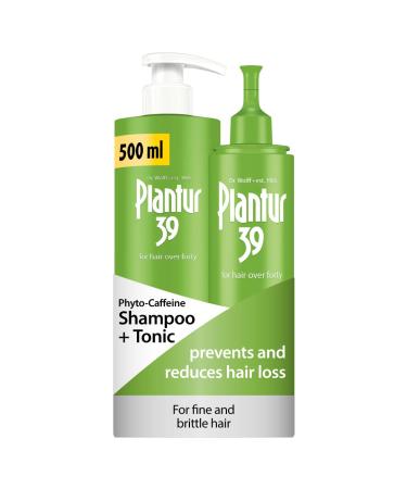 Plantur 39 Caffeine Shampoo 500ml with Dispenser Prevents and Reduces Hair Loss | Set with Hair Tonic for Fine Brittle Hair | Unique Galenic Formula Supports Hair Growth