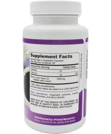 PRIMAL RESOURCE Black Seed Oil Capsules Cold-Pressed Nigella Sativa I Rich in Thymoquinone Non-GMO Gluten-Free (120 Capsules). Made in USA - Buy Online on GoSupps.com