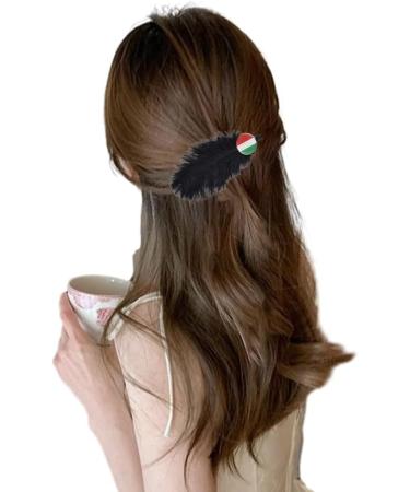 hgnxa World Sports Game Hair Clip Black Feather Hairpin Flags Duckbill Clip for German Italy Spanish Britain America USA - Buy Online on GoSupps.com