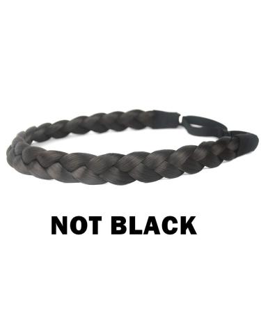 DIGUAN Synthetic Hair Braided Headband - Classic Chunky Wide Plaited Braids | Elastic Stretch Hairpiece for Women & Girls | 55g - Dark Brown - aHairBeauty - Buy Online on GoSupps.com