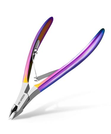 MR.GREEN Stainless Steel Cuticle Scissors Nail Care Tools Sharp Cuticle Trimmer for Women or Men Manicure & Pedicure Tools (Colored Titanium) Multi 3
