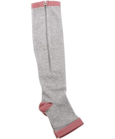 Xuphinx Zipper Compression Stockings 15-20 mmHg | Knee-High Open Toe | Varicose Veins & Edema Support | Perfect for Nurses & Pregnancy - Gray L-XL - Buy Online on GoSupps.com