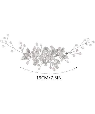 Handcess Leaves Bride Wedding Headband Silver Pearls Crystal Headpieces Rhinestone Bridal Hair Accessories for Bride and Bridesmaids - Buy Online on GoSupps.com