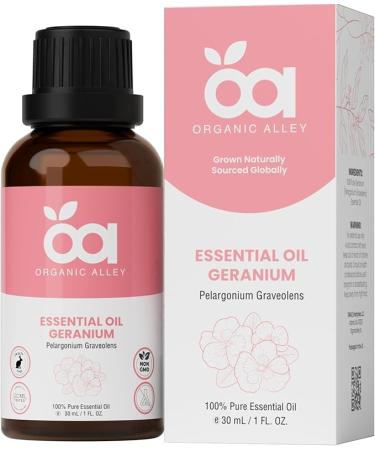 Egyptian Geranium Essential Oil by Organic Alley | 100% Pure Undiluted & Natural Pelargonium Graveolens Essential Oil | Non-GMO for Hormonal Balance Skin Mood & Pleasant Scent (1 Fl Oz)