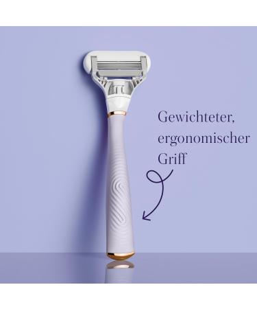 Flamingo Razor Blades for Women - Purple & Rose Gold Razor Set with 3 Replacement Blades & Shower Holder - Buy Online on GoSupps.com
