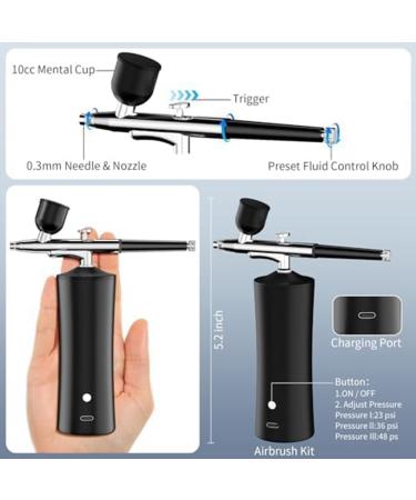 zutaa Airbrush Kit 30PSI Cordless Rechargeable High-Pressure Non-Clogging Air BrushGun for Nail Art Painting Cake Decor Black - Buy Online on GoSupps.com