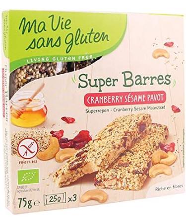 My Life Without Gluten - Super Bars Sesame Cranberry Poppy 75G - Sold per unit - Buy Online on GoSupps.com