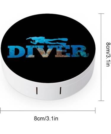 Scuba Diver Round Case For Contact Lens Kit Storage Box with Mirror Printed - Buy Online on GoSupps.com