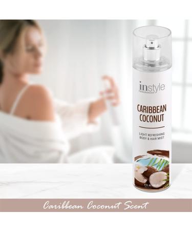 Instyle Fragrances Caribbean Coconut Body & Hair Mist | 8 Fl Oz Spray Bottle | Vegan, Paraben & Phthalate Free - Buy Online on GoSupps.com