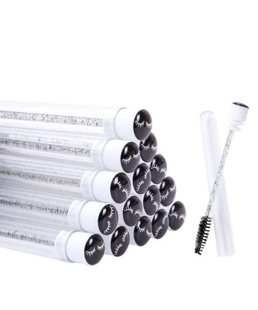 20 Pcs Disposable Mascara Brushes Diamond Eyelash Spoolies Makeup Brush Mascara Wand in Sanitary Tube Lash Supplies (Black)  20 Count (Pack of 1) Black
