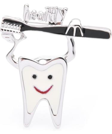 1 Piece Enamel Toothbrush Brooch Stylish Alloy Tooth Healthy Dentist Pin for Women - Buy Online on GoSupps.com