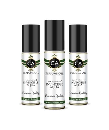 CA Perfume Impression of Paco R. Invincible Aqua For Men Replica Fragrance Body Oil Dupes Alcohol-Free Essential Aromatherapy Sample Travel Size Concentrated Long Lasting Attar Roll-On 0.3 Fl Oz-X3