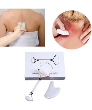 White Roller Gua Sha Face Roller - Skin Care Tool for Eye Massage & Self-Care Gifts | Beauty Set - Buy Online on GoSupps.com