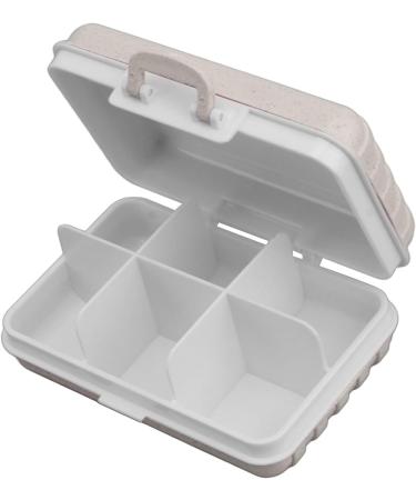 6 Compartment Mini Pill Box - Luggage Shaped Sealed Plastic Travel Pill Organizer (Beige - Buy Online on GoSupps.com