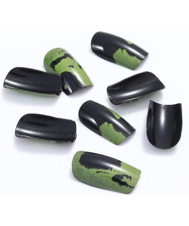 Coffin False Nails Short Fake Nails Graffiti Artificial Acrylic Press on Nails Full Cover Stick on Nails 24pcs for Women and Girls (Color : BROWN Size : 1) 1 count (Pack of 1) BROWN - Buy Online on GoSupps.com