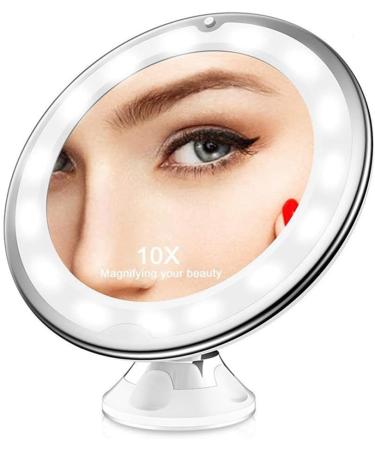 QUR 10X Magnifying Mirror with Light Makeup Mirror with Lights Dimmable LED Makeup Mirror for Bathroom Bedroom Hotel Easy to Use - Buy Online on GoSupps.com