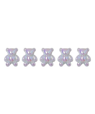 FEIlei 5PCS Cute Bear Nail Rhinestones Resin Bear Nail Gems Gummy Bear Nail Charms