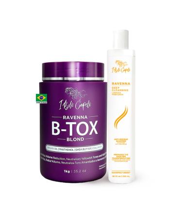I Belli Capelli Ravenna Kit de traitement capillaire blond Keratin - capillaire 1 kg / 35 02 oz + Shampooing anti-r sidus 300 ml / 10 1 fl.oz - Ensemble de capillaire et shampooing clarifian