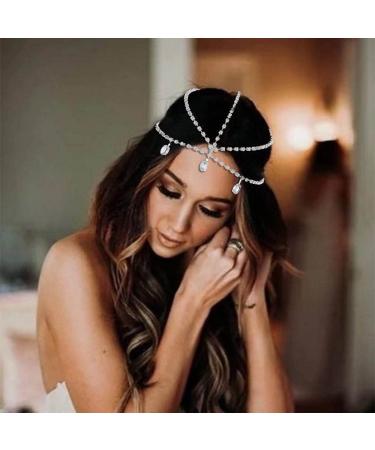 Yalice Rhinestone Layered Head Chain - Sparkly Bridal Headpieces for Women and Girls (Silver) - Buy Online on GoSupps.com