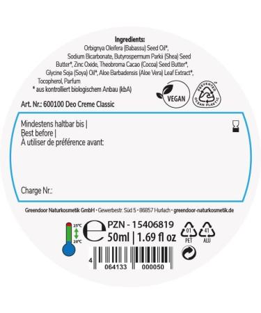  GREENDOOR GREENDOOR 2-Pack Aluminum-Free Cream Deodorants - 100ml - Natural Deodorant - Aluminum Salt-Free - Alcohol-Free - Paraben-Free - Palm Oil-Free - Aloe Vera - Natural Cosmetic - Buy Online on GoSupps.com