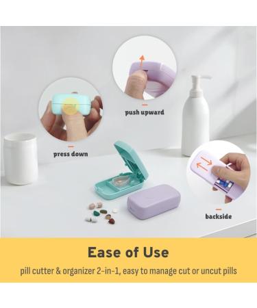 Optimal Safety Pill Splitter & Travel Pill Cutter with Smart Blade Shield - Portable Silicone V-Shaped Holder & Storage Compartments (Blue - Buy Online on GoSupps.com