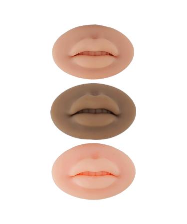 3Pcs Fake Lips,3D Silicone Lips for Makeup Practice,Soft Silicone Fake Lips Tattoo Practice Skins Training for Permanent Makeup Tattoo Practice 3Pcs Mixed Color