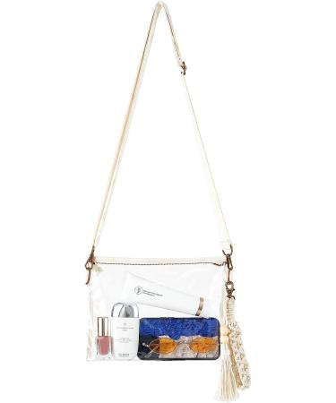 Clear Crossbody Purse with Macrame Wrist Strap and Tassel - Stadium Approved Transparent Shoulder Bag for Concerts and Events - Buy Online on GoSupps.com
