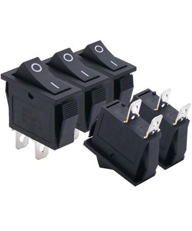 Twidec/5Pcs Rocker Switch 2 Pins 2 Position ON/Off AC 15A/125V 20A/250V SPST Car Boat Black Rocker Switch Toggle(Quality Assurance for 1 Years)KCD3-101