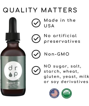 Plant-based Vitamin D3 + K2 Liquid Drops | 1000 IU D3 & 45 mcg K2 | Bone Strength & Mood Support | 2 oz Bottle - Buy Online on GoSupps.com
