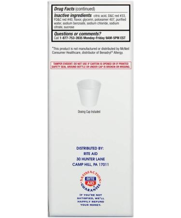 Rite Aid Children's Allergy Relief, Cherry Flavored, 12.5 mg - 4 fl oz - Buy Online on GoSupps.com