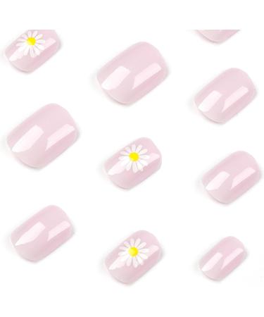 24pcs Light Purple Daisy Flower Stick on False Nails | Removable Press on Nails for Women/Girls - 0252Y90 - Buy Online on GoSupps.com