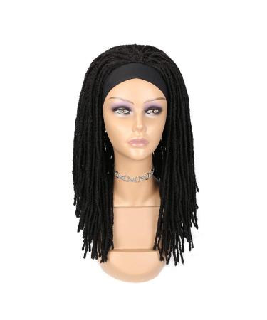 Lady Miranda Headband Wigs Dreadlock Wigs for Black Women and Men Black Color Medium Twist Wigs Afro Synthetic Dreadlock Wig Headband Dreadlock Wig