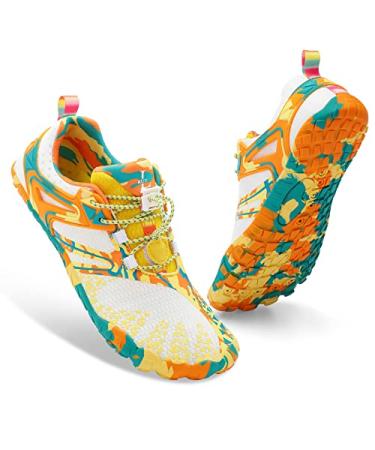 XIHALOOK Athletic Hiking Water Shoes Womens Mens Quick Dry Barefoot Beach Walking Kayaking Surfing Training Shoes 9 Women/7.5 Men A Beige Yellow