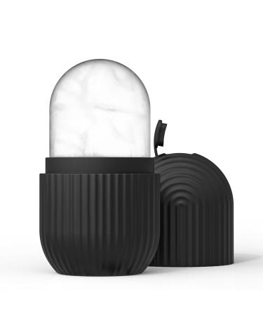 Ice Roller for Face Ice Cube Facial Roller Massager (De-Puff Eye Bags Reduce Migraine Pain) Reusable Silicone Face/Neck Ice Mold for Naturally Skin Care Ideal Gift for The Special Women You Love #2 Black