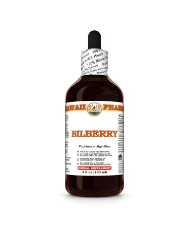 Bilberry (Vaccinium Myrtillus) Dry Leaf Tincture, Made in Hawaii, Organic Raw Materials, All Natural, Vegan, Pure Liquid Extract - 4 fl.oz 4 Fl Oz (Pack of 1)