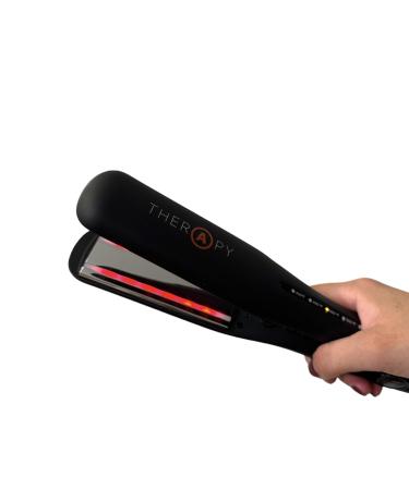 Therapy Iron - 1 1/4" Ceramic an Titanium Plates with Infrared Technology That Repairs Hair (Black)