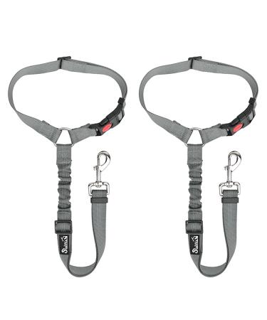 Slowton dog belt for the car 2 pieces of headrest holding straps dog car car with adjustable reflective rubber band for hanging up seat belts on headrests during the car ride B.Grau 2PCs headrest