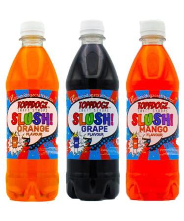 TOPPDOGZ Slush Syrup 3 x 500ml Orange Grape & Mango Home Slushie Syrup