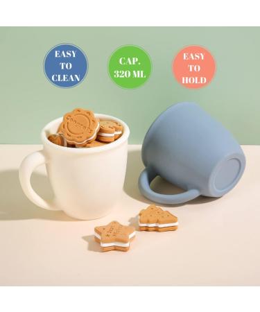 Vemolea 2 Pack Silicone Training Cups for Baby and Kid - BPA Free, Microwave & Dishwasher Safe - White & Grayish Blue - Blue & White Handles Included - Buy Online on GoSupps.com